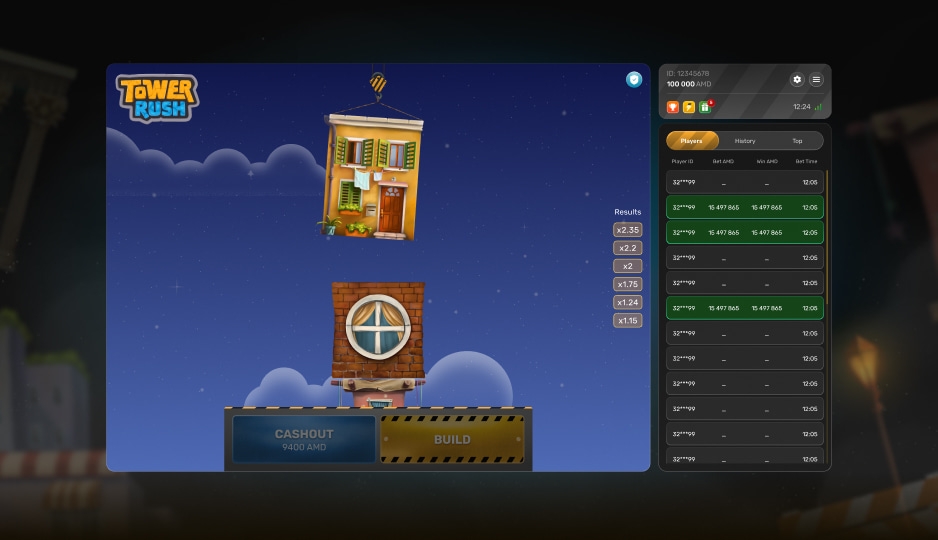 Tower Rush jeu casino en ligne par Galaxsys